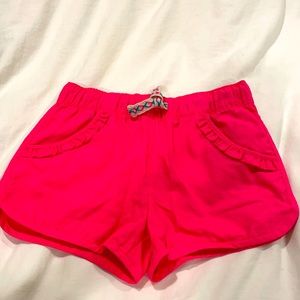 Hot neon pink swim shorts, girls 6Y